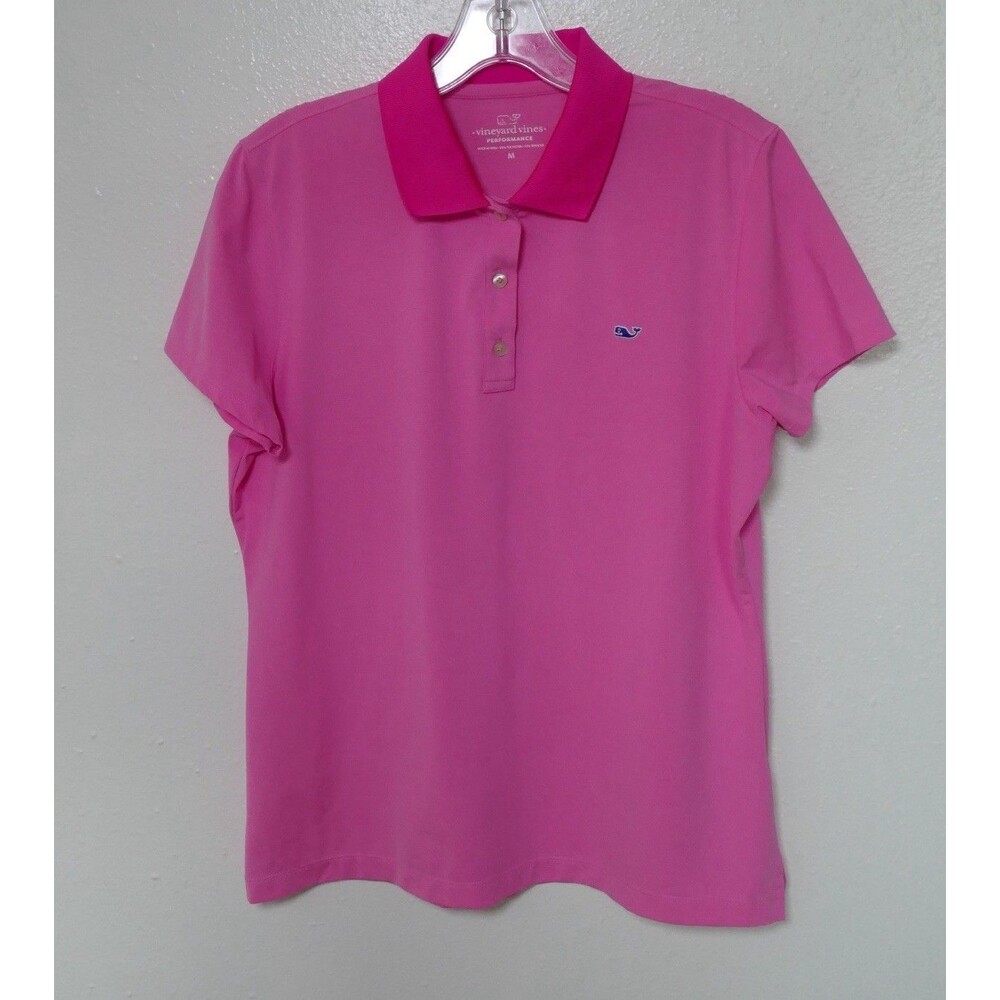 Vineyard Vines Performance Polo Shirt Pink Whale Logo Short Sleeve Women’s SizeM